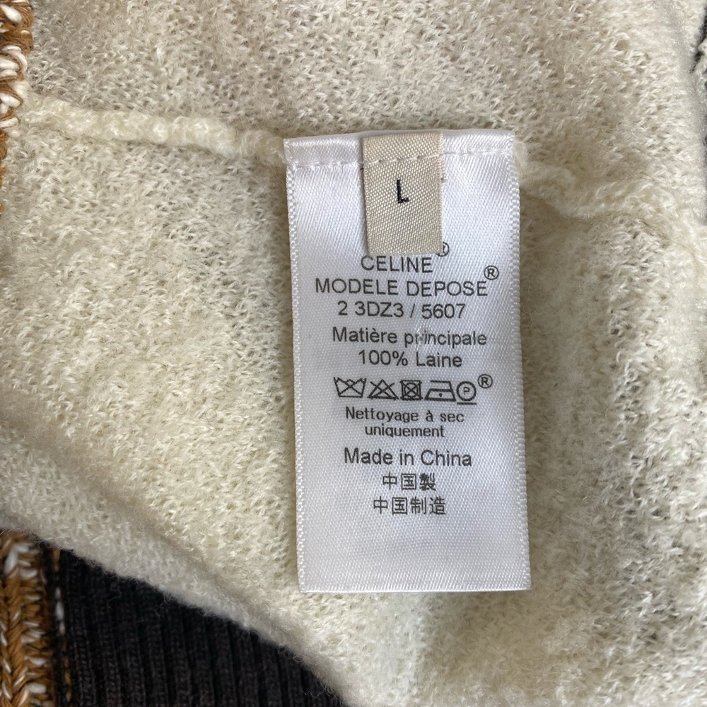 Celine By Phoebe Philo Crewneck Cream Long Sleeve 100% Wool Sweater Size Large - Picture 6 of 9